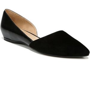 Naturalizer Womens Pointed Toe D'Orsay Slip On Flat ,Black Suede Leather Size 8